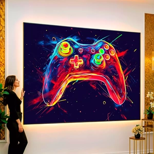 Quadro Gamer visto de frente, exibindo sua moldura e sua arte.