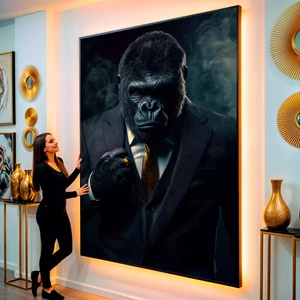 Quadro Gorila Dark visto de frente, exibindo sua moldura e sua arte.
