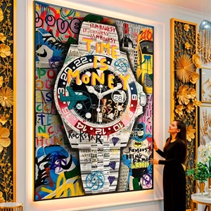 Quadro Grafite O Tempo das Histórias Urbanas visto de frente, exibindo sua moldura e sua arte.