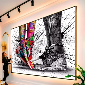 Quadro Grafite Paixão e Movimento em Cor visto de frente, exibindo sua moldura e sua arte.