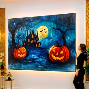 Quadro Halloween visto de frente, exibindo sua moldura e sua arte.