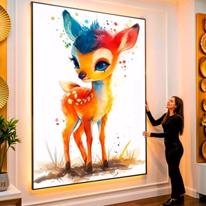 Quadro Infantil visto de frente, exibindo sua moldura e sua arte.
