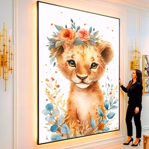 Quadro Infantil visto de frente, exibindo sua moldura e sua arte.