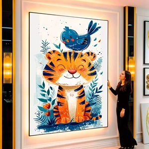 Quadro Infantil visto de frente, exibindo sua moldura e sua arte.
