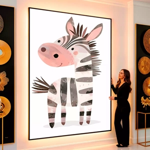 Quadro Infantil visto de frente, exibindo sua moldura e sua arte.