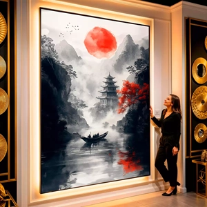 Quadro Japones visto de frente, exibindo sua moldura e sua arte.