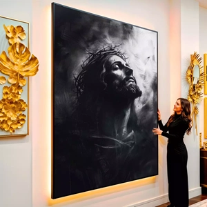 Quadro Jesus e a Síntese da Criação visto de frente, exibindo sua moldura e sua arte.