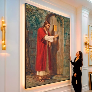 Quadro Jesus visto de frente, exibindo sua moldura e sua arte.