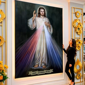 Quadro Jesus Misericordioso visto de frente, exibindo sua moldura e sua arte.