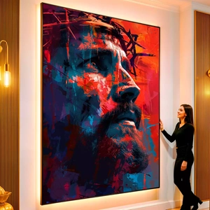Quadro Jesus Na Intensa Luz da Redenção Divina visto de frente, exibindo sua moldura e sua arte.