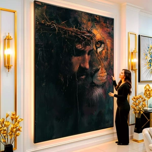 Quadro Jesus visto de frente, exibindo sua moldura e sua arte.