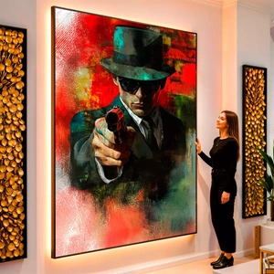 Quadro Mafioso visto de frente, exibindo sua moldura e sua arte.