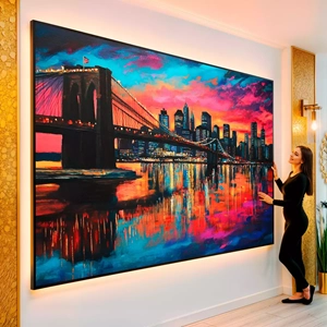 Quadro Manhattan visto de frente, exibindo sua moldura e sua arte.