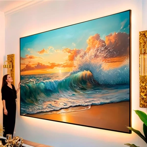 Quadro Mar Pintura visto de frente, exibindo sua moldura e sua arte.