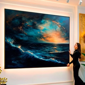 Quadro Mar visto de frente, exibindo sua moldura e sua arte.