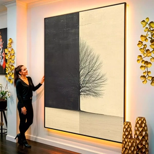 Quadro Minimalista visto de frente, exibindo sua moldura e sua arte.