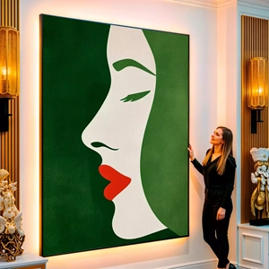 Quadro Minimalista visto de frente, exibindo sua moldura e sua arte.