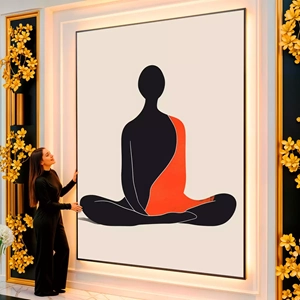 Quadro Minimalista visto de frente, exibindo sua moldura e sua arte.