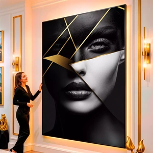 Quadro Mulher Abstrato visto de frente, exibindo sua moldura e sua arte.