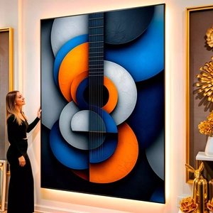 Quadro Música das Formas e Tons Sinfônicos visto de frente, exibindo sua moldura e sua arte.