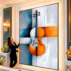 Quadro Música das Linhas e Cores Harmoniosas visto de frente, exibindo sua moldura e sua arte.