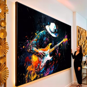 Quadro Música visto de frente, exibindo sua moldura e sua arte.