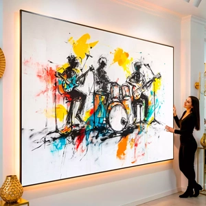 Quadro Musical visto de frente, exibindo sua moldura e sua arte.