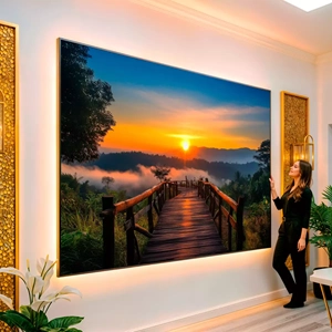 Quadro Nascer do Sol visto de frente, exibindo sua moldura e sua arte.