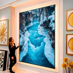 Quadro Natureza Selvagem em Inverno Congelante visto de frente, exibindo sua moldura e sua arte.