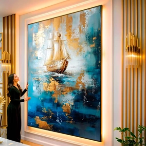 Quadro Navio visto de frente, exibindo sua moldura e sua arte.