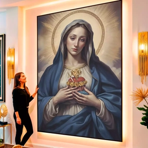 Quadro O Imaculado Coração de Maria visto de frente, exibindo sua moldura e sua arte.