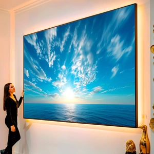 Quadro Oceano Sereno no Horizonte de Esperança visto de frente, exibindo sua moldura e sua arte.