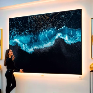 Quadro Ondas do Mar visto de frente, exibindo sua moldura e sua arte.
