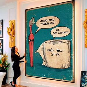Quadro Para Banheiro visto de frente, exibindo sua moldura e sua arte.