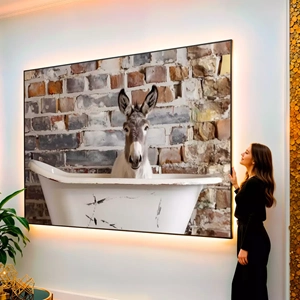 Quadro Para Banheiro visto de frente, exibindo sua moldura e sua arte.