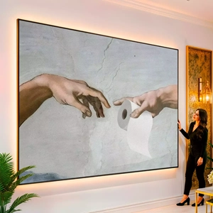 Quadro Para Banheiro visto de frente, exibindo sua moldura e sua arte.