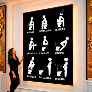 Quadro Para Banheiro visto de frente, exibindo sua moldura e sua arte.
