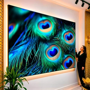 Quadro Pena de Pavão visto de frente, exibindo sua moldura e sua arte.