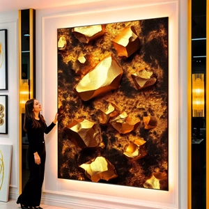 Quadro Pepitas de Ouro visto de frente, exibindo sua moldura e sua arte.