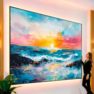 Quadro Pôr do Sol Abstrato visto de frente, exibindo sua moldura e sua arte.