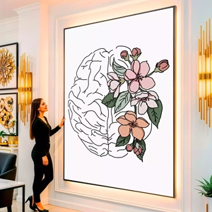 Quadro Psicologia Florindo A Mente em Harmonia visto de frente, exibindo sua moldura e sua arte.