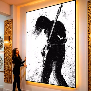 Quadro Rock and roll visto de frente, exibindo sua moldura e sua arte.