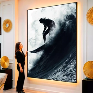 Quadro Surf visto de frente, exibindo sua moldura e sua arte.