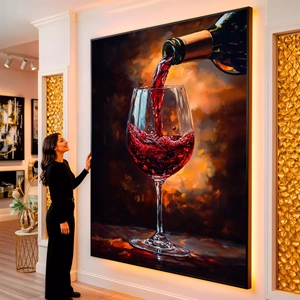 Quadro Taça de Vinho visto de frente, exibindo sua moldura e sua arte.