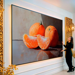 Quadro Tangerina Pintura visto de frente, exibindo sua moldura e sua arte.
