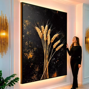 Quadro Trigo visto de frente, exibindo sua moldura e sua arte.