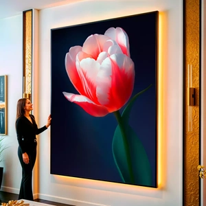 Quadro Tulipa Vermelha visto de frente, exibindo sua moldura e sua arte.
