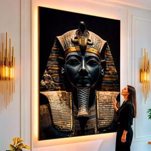 Quadro Tutancâmon visto de frente, exibindo sua moldura e sua arte.