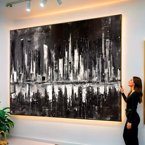 Quadro Urbano Preto e Branco visto de frente, exibindo sua moldura e sua arte.