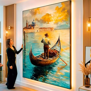 Quadro Veneza visto de frente, exibindo sua moldura e sua arte.